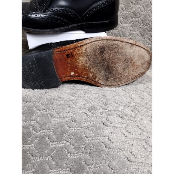 Charles Tyrwhitt Semi Brogue Men's US 7.5 Black Leather Oxfords Dress Shoes - Picture 5 of 6